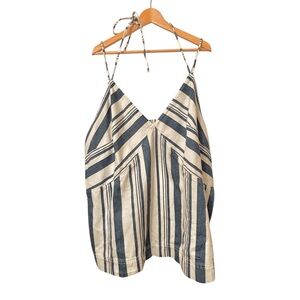 Blue & White Striped Denim Top Cotton Lyocell NWT Sz 2X